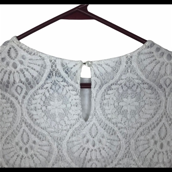 Worthington white lace Blouse with bell‎ sleeves L - Picture 3 of 15